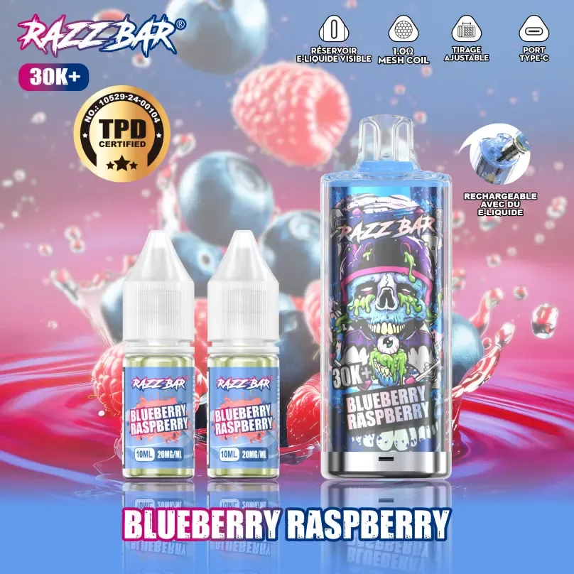 Razz Bar 30K+ 30000 Puffs TPD Certified 20ML+2ML Refillable